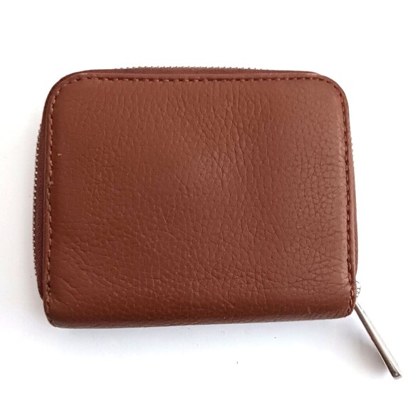 Michael Kors Brown Pebbled Leather 4X5 Zip Around Wallet Silver Leather Lining - Picture 4 of 9